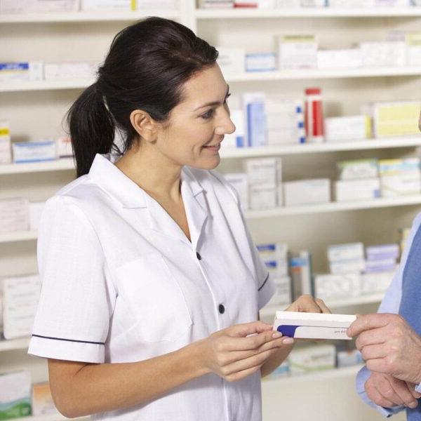 A female pharmacy technician